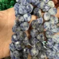 Faceted heart-shaped blue and white natural stone beads for DIY jewelry bracelet making. - Heart / 13x13x6mm (Approx 27 Pcs/Strand) / Blue Spot Stone