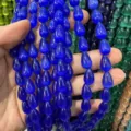 Cuentas de gota de ojo de gato azul real para hacer joyas DIY y manualidades - 6*8mm (Aprox 45 Cuentas Por Hilo) / Azul Real