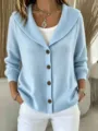 Hellblaue Strickjacke mit Schalkragen und Knöpfen, stylische Damen Bekleidung Variante. - S / Hellblau