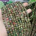 Perles en pierre Unakite naturelle à facettes de 6 mm pour la fabrication de bijoux DIY - Unakite