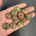 Cabochon tondi in pietra naturale unakite per creazione di gioielli fai-da-te - 20*6mm / Unakite