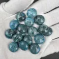 Polished round blue marble patterned natural stone cabochon for DIY jewelry rings - 6mm / Blue Map Stone