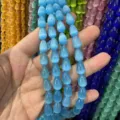 Cuentas de piedra ojo de gato en forma de gota azul cielo para joyería DIY y artesanías - 6*8mm (Aprox 45 Cuentas Por Hilo) / Azul cielo