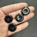 Set of four 20mm black natural stone Ping An Kou safety buckle beads for DIY jewelry making - 10 Pieces/Pack / Obsidian