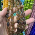 Cuentas de piedra ojo de gato marrón en forma de gota para hacer joyas DIY y manualidades - 6*8mm (Aprox 45 Cuentas Por Hilo) / Café