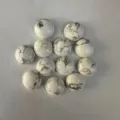 Set of round white stone cabochons with natural grey veins for DIY ring making crafts - 6mm / White Howlite