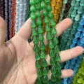 Cuentas de ojo de gato verde en forma de lágrima para hacer joyas de bricolaje - 6*8mm (Aprox 45 Cuentas Por Hilo) / Verde esmeralda