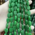 Natural green aventurine stone beads in leaf shape for DIY jewelry making 10x14x6mm - 10x14x6 (15 Beads Per Strand) / Malaysian Jade