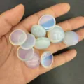 Cabochon tondi in pietra d'opale lattea per creazione di gioielli e anelli DIY - 20*6mm / Opale