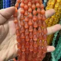 Cuentas sueltas de piedra de ojo de gato gota de agua naranja para hacer joyas de DIY - 6*8mm (Aprox 45 Cuentas Por Hilo) / Rojo Anaranjado