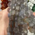 Faceted gray natural agate loose beads for DIY jewelry making handmade accessories - Heart / 13x13x6mm (Approx 27 Pcs/Strand) / Grey Agate