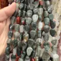 Natural leaf-shaped green aventurine and quartz gemstone beads for DIY jewelry making - 10x14x6 (15 Beads Per Strand) / African Bloodstone
