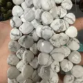 Faceted white heart-shaped natural stone beads with grey veins for DIY jewelry - Heart / 13*13*6mm (Approx 27 Pieces/Strand) / White Turquoise