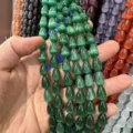 Cuentas de piedra ojo de gato en forma de gota verde para hacer joyas y accesorios de bricolaje - 6*8mm (Aprox 45 Cuentas Por Hilo) / Verde esmeralda