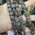 Natural square dark brown agate stone beads with gold texture for DIY jewelry making - 10*10*5mm (Approx 32 Beads Per Strand) / Bronze Gray