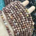 Perles rondes facettées de 6mm en pierre naturelle pour la création de bijoux DIY - Jaspe / Env. 6mm (Env. 62 Pièces/Brin)