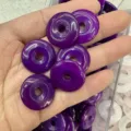 Polished 20mm purple natural stone donut beads for DIY personalized jewelry making - 10 Pieces/Pack / Purple Jade