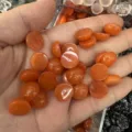 Round orange natural stone agate cabochon for DIY jewelry making and ring setting - 6mm / Red Aventurine