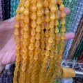 Tiras de cuentas sintéticas de ojo de gato amarillo en forma de gota para collares y pulseras DIY - 6*8mm (Aprox 45 Cuentas Por Hilo) / Amarillo jengibre