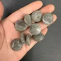 Cabochon tondo in pietra naturale di labradorite grigia per anelli fai da te - 20*6mm / Lampo Grigio