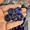20mm dark blue natural stone donut bead charm pendant for DIY jewelry making crafts - 10 Pieces/Pack / Optimized Lapis Lazuli