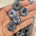 High quality 20mm natural blue sodalite stone donut beads for DIY jewelry making crafts - 10 Pieces/Pack / Blue Spot Stone