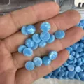 Natural light blue stone round cabochons with white marbling for DIY rings and jewelry - 4mm / Round Flat Back Cabochon / Lake Blue