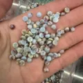 Light blue natural stone cabochons with red veins for DIY jewelry making and ring inlay - 4mm / Shoushan Stone