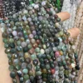 Présentation de perles rondes facettées en pierre naturelle de 6mm pour bijoux DIY - Agate de l'Inde / Env. 6mm (Env. 62 Pièces/Brin)