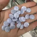 Set of round light blue natural stone cabochons with marble texture for DIY jewelry making - 6mm / Light Grey Turquoise