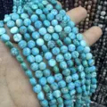 Perles en pierre de turquoise facettées de 6mm pour la fabrication de bijoux DIY - Turquoise Optimisée / Env. 6mm (Env. 62 Pièces/Brin)