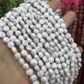 Perles en pierre naturelle de 6mm à facettes blanches pour création de bijoux DIY - Turquoise Blanche / Env. 6mm (Env. 62 Pièces/Brin)