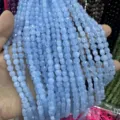Perles rondes et plates en pierre naturelle facettée bleu clair 6mm pour la création de bijoux DIY - Aigue-Marine Optimisée / 62 Pièces/Paquet (Env. 6mm)