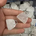 Mini weißer Halbedelstein-Handtaschenanhänger für DIY-Halsketten-Schmuckherstellung - Größe ca. 25-27*8mm / Weiß Kristall