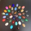 Variété de cabochons en pierre naturelle ovale, agate et lapis-lazuli pour bijoux DIY - 4*6mm / Lot de 10 / Multicolore