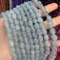 Detailansicht hellblauer unregelmäßiger ovaler Natursteinperlen für DIY-Schmuckherstellung. - Ca. 6*9mm (Ca. 38cm Strang) / Optimiertes Aquamarin