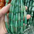Cuentas de ágata verde natural en forma de gota 8x20mm para horquillas DIY y joyería artesanal - 8*20MM / Aprox. 20 Piezas/Tira / Ágata verde