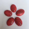 Cabochons ovales en pierre semi-précieuse veinée rouge pour la création de bijoux DIY - 4*6mm / Lot de 10 / Jaspe Réseau Rouge