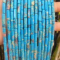 Blue cylindrical imperial stone beads 4x13mm for DIY jewelry making and bracelet strands - 29 Pieces/Strand / Blue Imperial Jasper