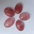 Cabochons en pierre naturelle rose de forme ovale pour la fabrication de bijoux DIY - 6*8mm / Lot de 10 / Rouge pastèque