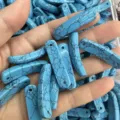 Blaue Türkis gemusterte gebogene rechteckige Perlen für DIY Armband Schmuckherstellung - Türkis