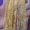 Premium 2mm yellow sea shell round beads for DIY jewelry making and handmade craft - 2mm (Approx. 38mm Strand) / Light Yellow