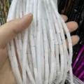 Premium 4x13mm white translucent long tube beads for DIY jewelry and bracelet making - 4*13mm (Approx. 29 Pieces/Strand) / White Jade