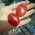 Cabochon en pierre naturelle ovale rouge 30x40mm tenu à la main pour la création de bijoux - Ovale 30*40mm / Agate Veine de Dragon