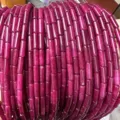 Bulk 4x13mm cylindrical magenta stone tube beads for DIY handmade jewelry making crafts - 4*13mm (Approx. 29 Pieces/Strand) / Enhanced Rose Purple