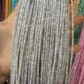Natural white shell round beads 2mm loose strand for DIY jewelry making material - 2mm (Approx. 38mm Strand) / Light Gray