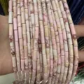 4x13mm pink imperial stone cylindrical tube beads for DIY bracelet and jewelry making - 4*13mm (Approx. 29 Pieces/Strand) / Pink Agate Turquoise