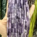 Purple natural stone tube beads strand for DIY bracelet jewelry making - 4*13mm (Approx. 29 Pieces/Strand) / Lilac Stone