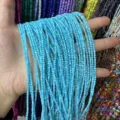 2mm light blue round sea shell beads loose strand for DIY jewelry making accessories - 2mm (Approx. 38mm Strand) / Light Blue