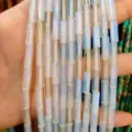 Long 4x13mm semi-translucent cylindrical beads for DIY bracelet jewelry making craft - 4*13mm (Approx. 29 Pieces/Strand) / Opalite